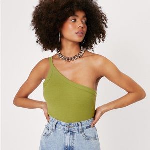 NWT NastyGal One Shoulder High Leg Bodysuit